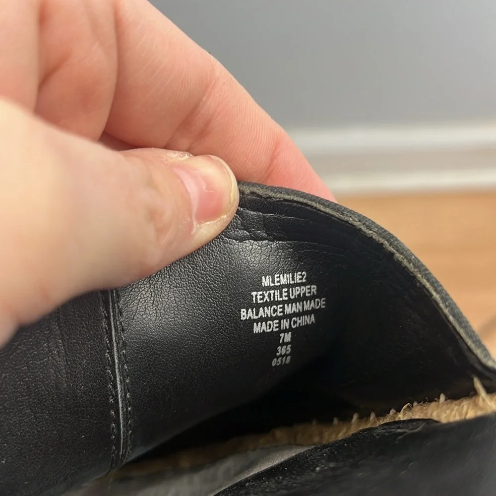 Marc Fisher LTD Emilie2 striped mule espadrilles black and white size 7